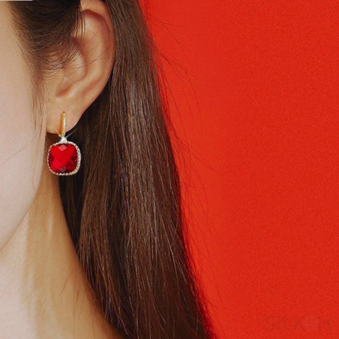 18k Gold Plated Sterling Silver Ruby Earrings Kim - Jewelry