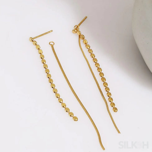 18k Gold Plated Sterling Silver Tassel Long Earrings Eloise
