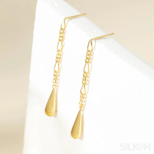 18k Gold Plated Sterling Silver Tassel Long Stud Earrings