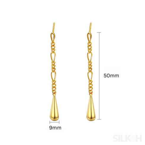 18k Gold Plated Sterling Silver Tassel Long Stud Earrings