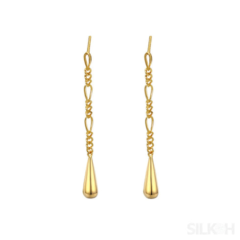 18k Gold Plated Sterling Silver Tassel Long Stud Earrings