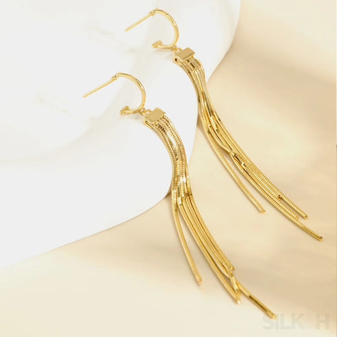 18k Gold Plated Sterling Silver Tassel Stud Earrings Luna