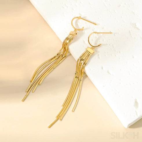 18k Gold Plated Sterling Silver Tassel Stud Earrings Luna