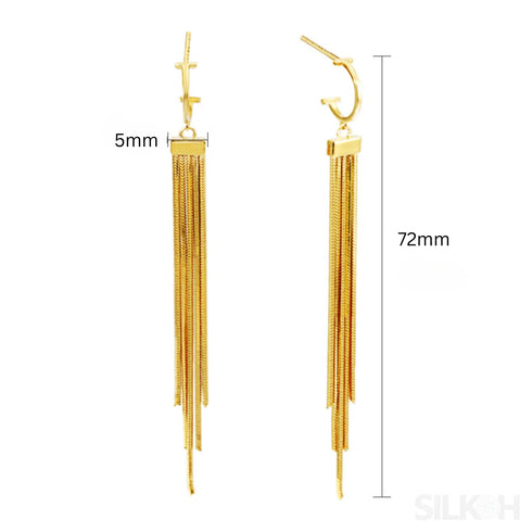 18k Gold Plated Sterling Silver Tassel Stud Earrings Luna