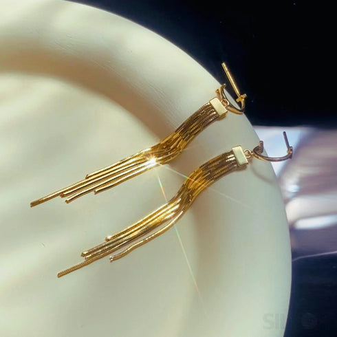 18k Gold Plated Sterling Silver Tassel Stud Earrings Luna