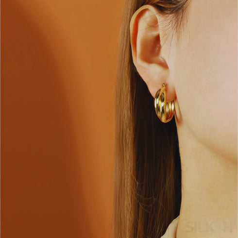 18k Gold Plated Sterling Silver Twisted Hoop Earrings Eda