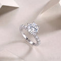18k White Gold Brilliant Round Cut Moissanite Half Pave