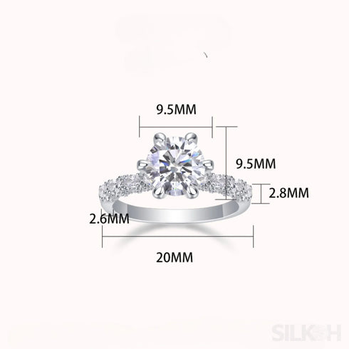 18k White Gold Brilliant Round Cut Moissanite Half Pave