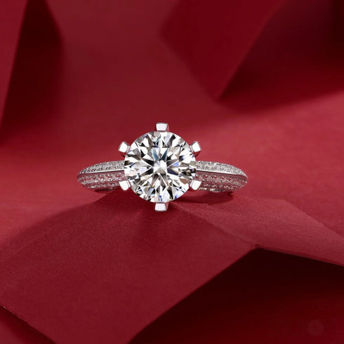 18k White Gold Plated Moissanite Sterling Silver Round Cut