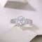 18k White Gold Three Row Split Shank Moissanite Halo