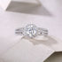 18k White Gold Three Row Split Shank Moissanite Halo