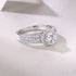 18k White Gold Three Row Split Shank Moissanite Halo