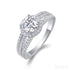 18k White Gold Three Row Split Shank Moissanite Halo