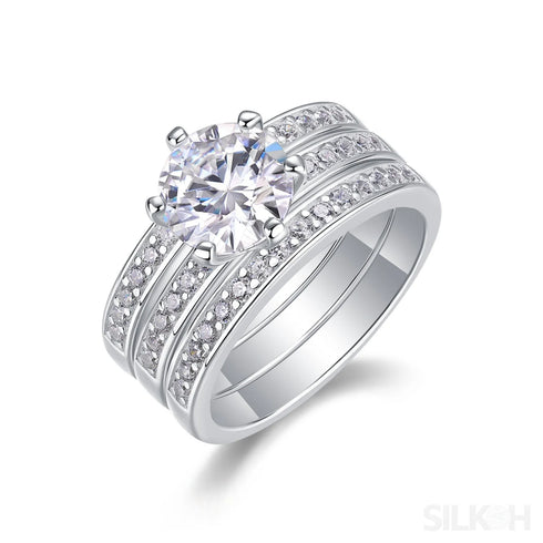 2 Carat Moissanite Sterling Silver Engagement Wedding Ring