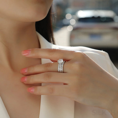 2 Carat Moissanite Sterling Silver Engagement Wedding Ring