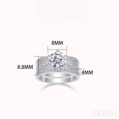 2 Carat Moissanite Sterling Silver Engagement Wedding Ring