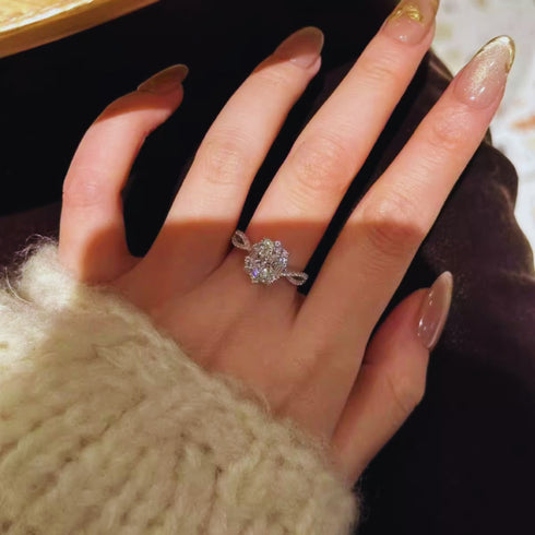 2 CT Pigeon Egg Moissanite Sterling Silver Engagement Ring Annie