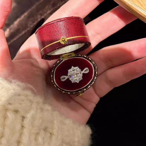 2 CT Pigeon Egg Moissanite Sterling Silver Engagement Ring Annie