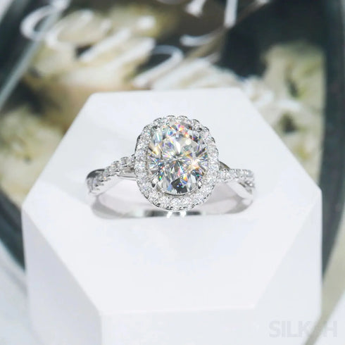 2ct Oval Cut Twisted Moissanite Shank Engagement Ring Amira