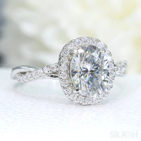 2ct Oval Cut Twisted Moissanite Shank Engagement Ring Amira
