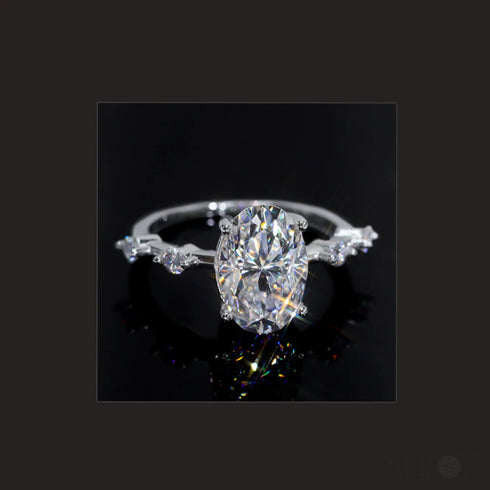 4.5ct Oval Cut Sterling Silver Moissanite Engagement Ring
