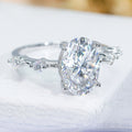 4.5ct Oval Cut Sterling Silver Moissanite Engagement Ring