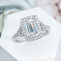 4 Carat Moissanite Sterling Silver Emerald Cut Engagement