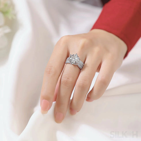 5 Carat Moissanite Sterling Silver Split Shank Engagment