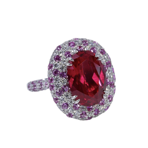 7.65 CT Oval cut Sterling Silver Ruby Ring Beau