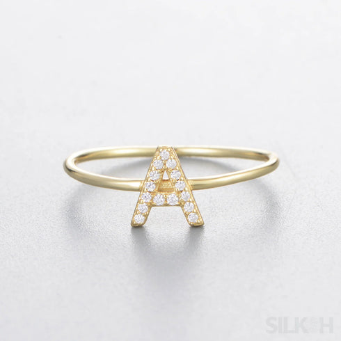 A-z Sterling Silver Zircon Letter Ring Pat - Jewelry