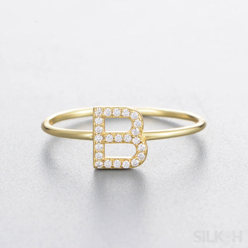 A-z Sterling Silver Zircon Letter Ring Pat - Jewelry