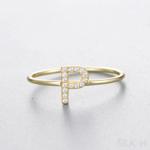 A-z Sterling Silver Zircon Letter Ring Pat - Jewelry