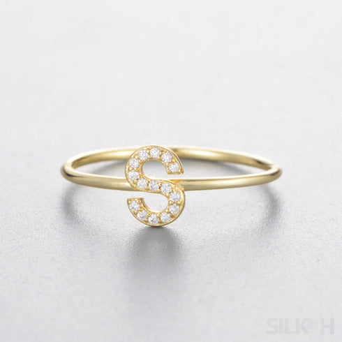 A-z Sterling Silver Zircon Letter Ring Pat - Jewelry