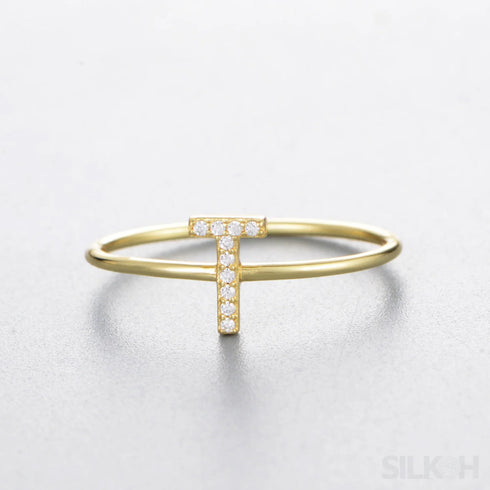 A-z Sterling Silver Zircon Letter Ring Pat - Jewelry
