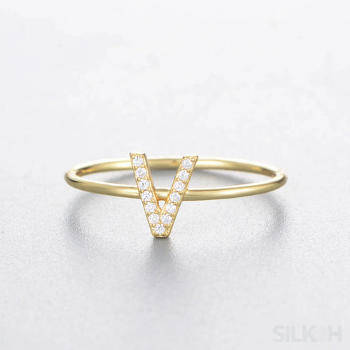 A-z Sterling Silver Zircon Letter Ring Pat - Jewelry
