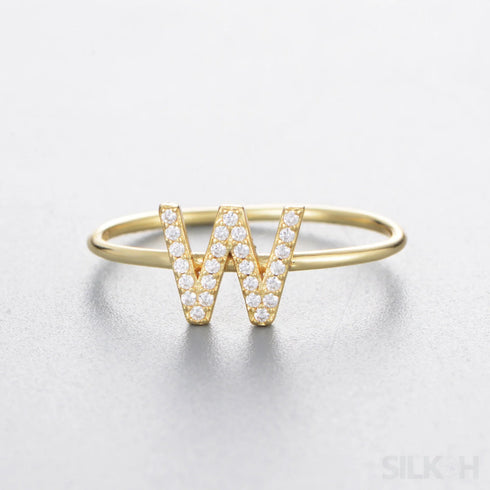 A-z Sterling Silver Zircon Letter Ring Pat - Jewelry