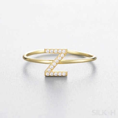 A-z Sterling Silver Zircon Letter Ring Pat - Jewelry