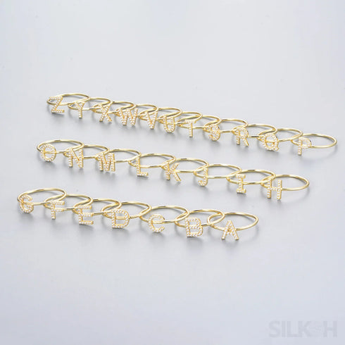 A-z Sterling Silver Zircon Letter Ring Pat - Jewelry