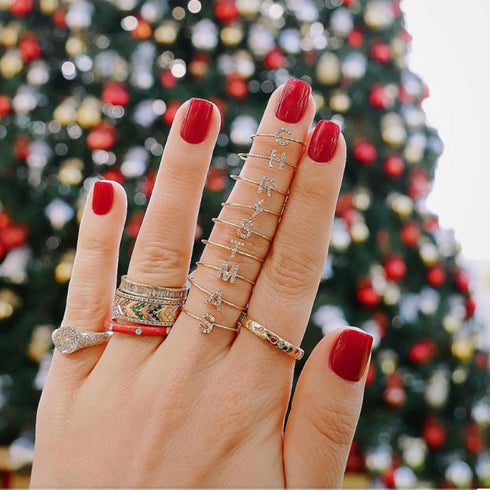 A-z Sterling Silver Zircon Letter Ring Pat - Jewelry