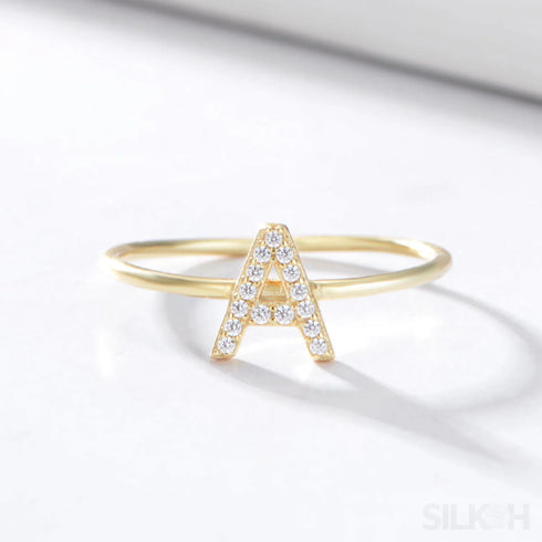A-z Sterling Silver Zircon Letter Ring Pat - Jewelry
