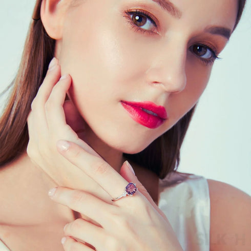 Asscher Sterling Silver Morganite Engagement Ring Eloise