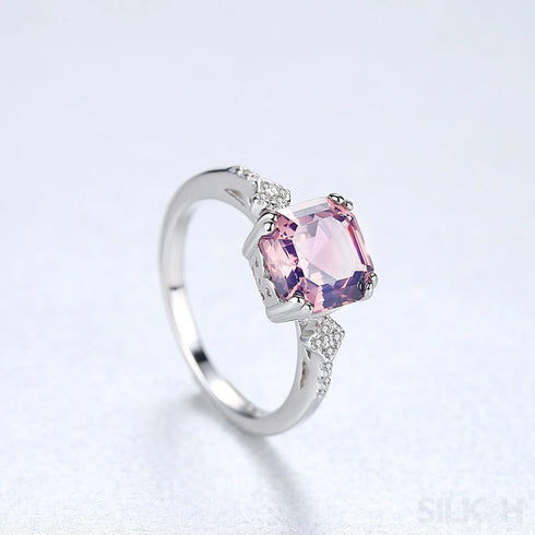 Asscher Sterling Silver Morganite Engagement Ring Eloise