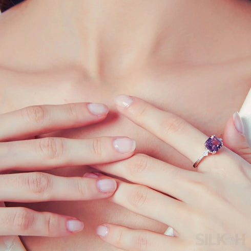 Asscher Sterling Silver Morganite Engagement Ring Eloise