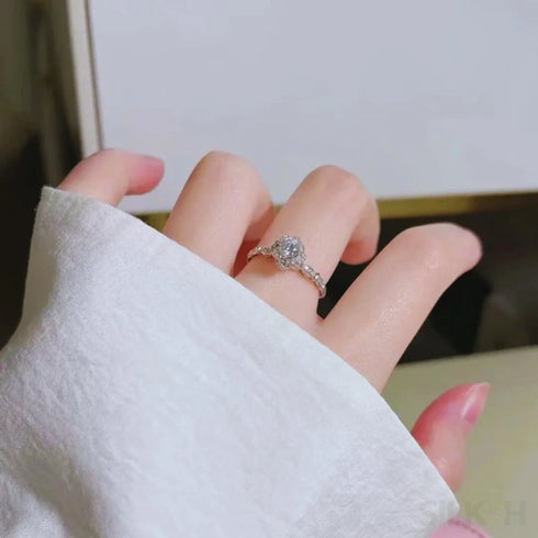 Beautiful Moissanite Sterling Silver Rose Engagement Ring