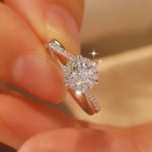 Brilliant Round Cut Moissanite Sterling Silver Twist Ring