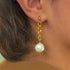 Chain Links 14k Gold Plated Sterling Silver Pearl Dangle