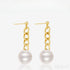 Chain Links 14k Gold Plated Sterling Silver Pearl Dangle