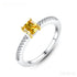 Citrine Yellow Princess Cut Sterling Silver Ring Alani