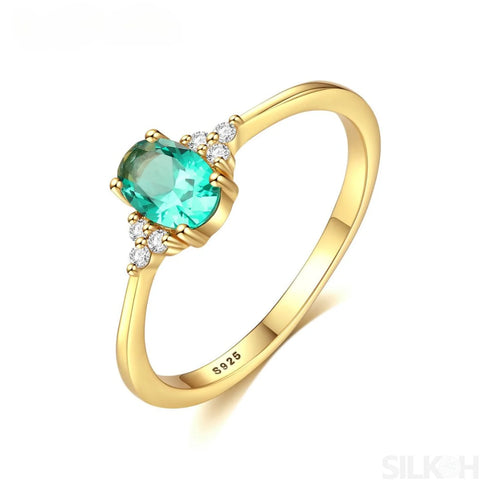 Colorful Oval Sterling Silver Emerald Cut Ring Luna