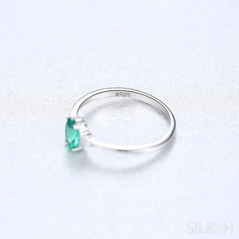 Colorful Oval Sterling Silver Emerald Cut Ring Luna
